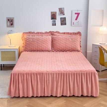 91家纺网 家纺一手货源 找家纺 （总）爱妮玖玖 2025新款牛奶绒纯色夹棉床裙