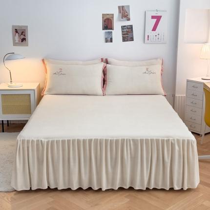 91家纺网 家纺一手货源 找家纺 （总）爱妮玖玖 2025新款牛奶绒纯色单层床裙