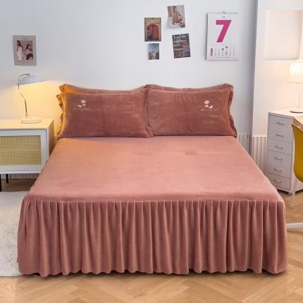 91家纺网 家纺一手货源 找家纺 （总）爱妮玖玖 2025新款牛奶绒纯色单层床裙