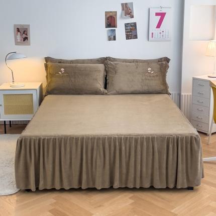 91家纺网 家纺一手货源 找家纺 （总）爱妮玖玖 2025新款牛奶绒纯色单层床裙