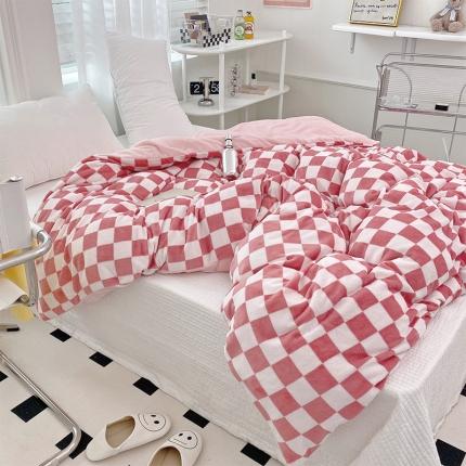 91家纺网 家纺一手货源 找家纺 （总）塔塔 2025新款棋盘格牛奶绒单被套