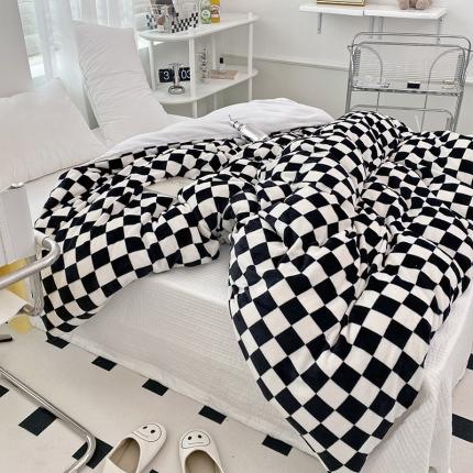 91家纺网 家纺一手货源 找家纺 （总）塔塔 2025新款棋盘格牛奶绒单被套