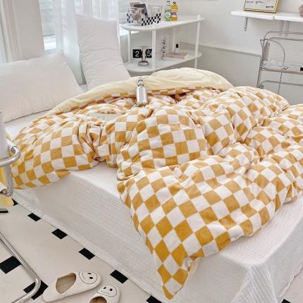 91家纺网 家纺一手货源 找家纺 （总）塔塔 2025新款棋盘格牛奶绒单被套