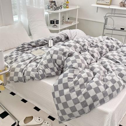 91家纺网 家纺一手货源 找家纺 （总）塔塔 2025新款棋盘格牛奶绒单被套