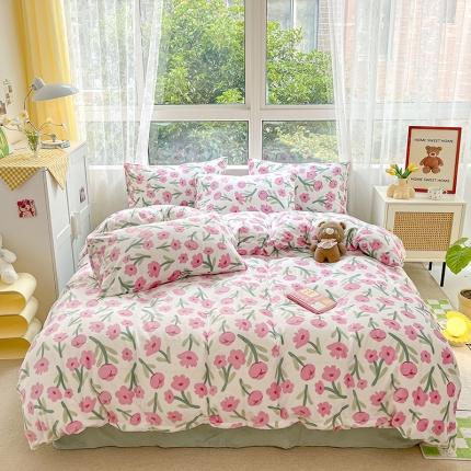 91家纺网 家纺一手货源 找家纺 （总）雅居纺 2022新款牛奶绒印花四件套