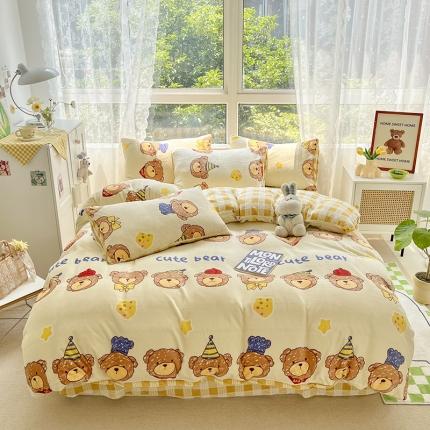 91家纺网 家纺一手货源 找家纺 （总）雅居纺 2022新款牛奶绒印花四件套