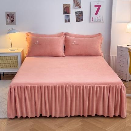 91家纺网 家纺一手货源 找家纺 （总）爱妮玖玖 2025新款牛奶绒纯色单层床裙