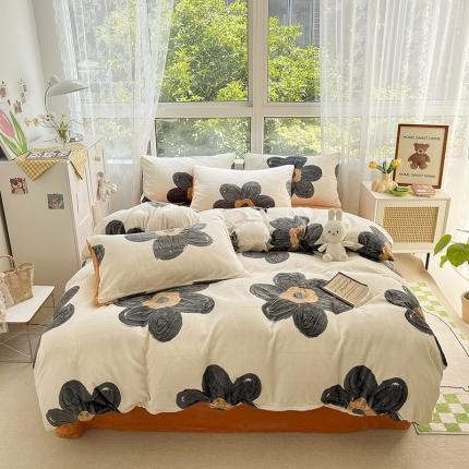 91家纺网 家纺一手货源 找家纺 （总）雅居纺 2022新款牛奶绒印花四件套