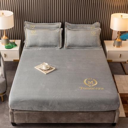 91家纺网 家纺一手货源 找家纺 （总）麦瑞家纺 2024新款水晶绒刺绣床笠三件套