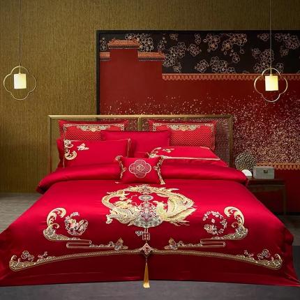 91家纺网 家纺一手货源 找家纺 (总) 缔缦 2022新款秋冬婚庆长绒棉刺绣多件套-佳偶天成