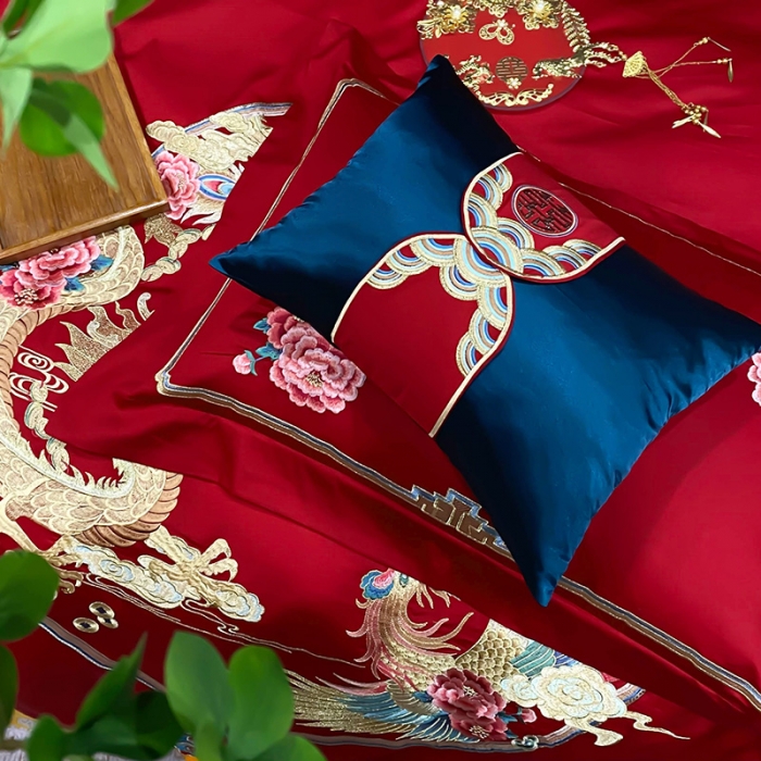 91家纺网 家纺一手货源 找家纺 (总) 缔缦 2022新款秋冬婚庆长绒棉刺绣多件套-双喜临门