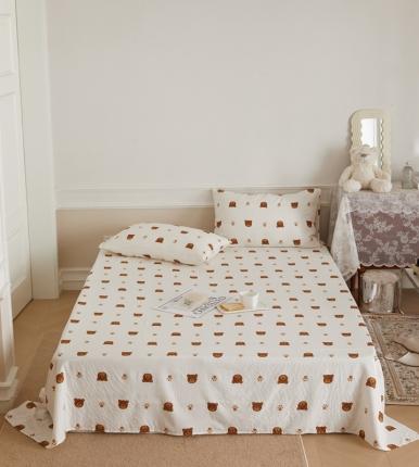 91家纺网 家纺一手货源 找家纺 （总）时光里 2022新款双层纱印花床单床笠