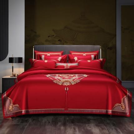 91家纺网 家纺一手货源 找家纺 (总) 缔缦 2022新款秋冬婚庆长绒棉刺绣多件套-宫廷富贵