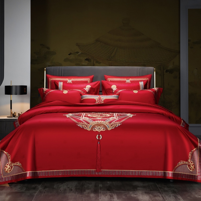 91家纺网 家纺一手货源 找家纺 (总) 缔缦 2022新款秋冬婚庆长绒棉刺绣多件套-宫廷富贵