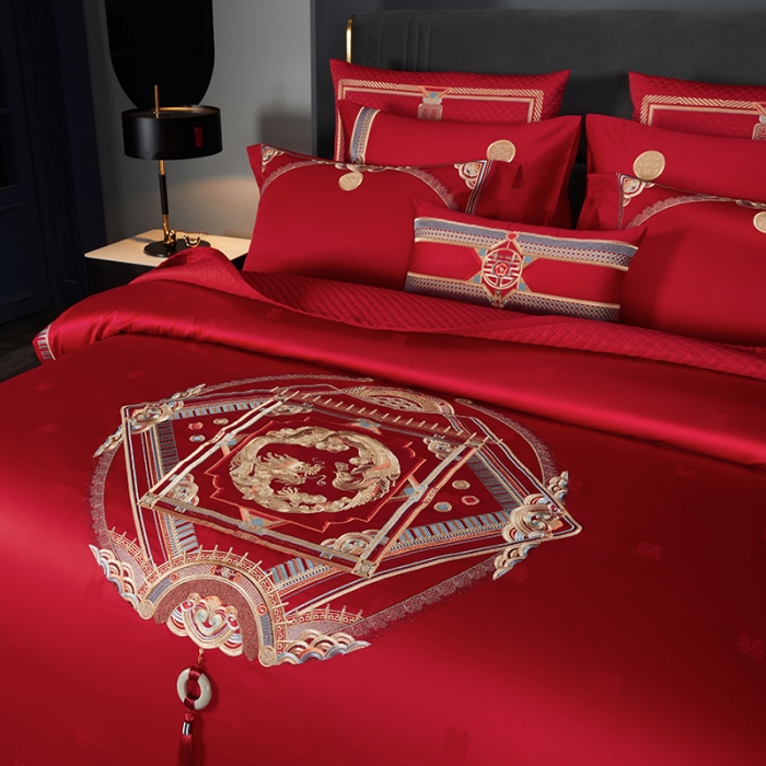 91家纺网 家纺一手货源 找家纺 (总) 缔缦 2022新款秋冬婚庆长绒棉刺绣多件套-宫廷富贵