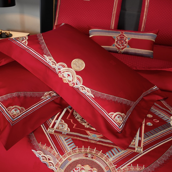 91家纺网 家纺一手货源 找家纺 (总) 缔缦 2022新款秋冬婚庆长绒棉刺绣多件套-宫廷富贵