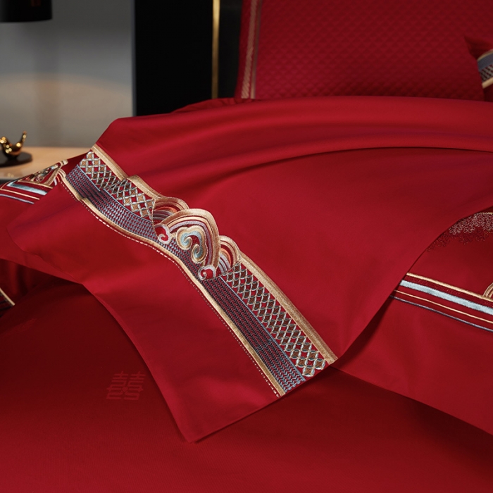 91家纺网 家纺一手货源 找家纺 (总) 缔缦 2022新款秋冬婚庆长绒棉刺绣多件套-宫廷富贵