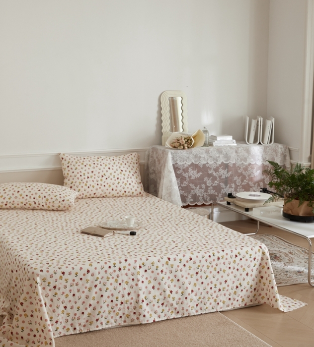 91家纺网 家纺一手货源 找家纺 （总）时光里 2022新款双层纱印花床单床笠