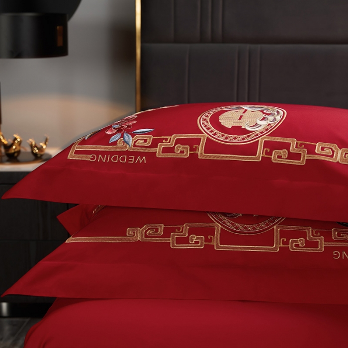 91家纺网 家纺一手货源 找家纺 (总) 缔缦 2022新款秋冬婚庆长绒棉刺绣多件套-和和美美