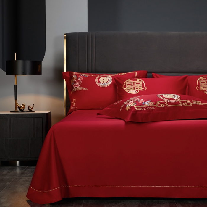 91家纺网 家纺一手货源 找家纺 (总) 缔缦 2022新款秋冬婚庆长绒棉刺绣多件套-和和美美