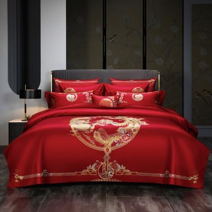 (总) 缔缦 2022新款秋冬婚庆长绒棉刺绣多件套-和和美美