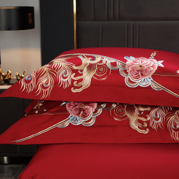 91家纺网 家纺一手货源 找家纺 (总) 缔缦 2022新款秋冬婚庆长绒棉刺绣多件套-龙凤如意