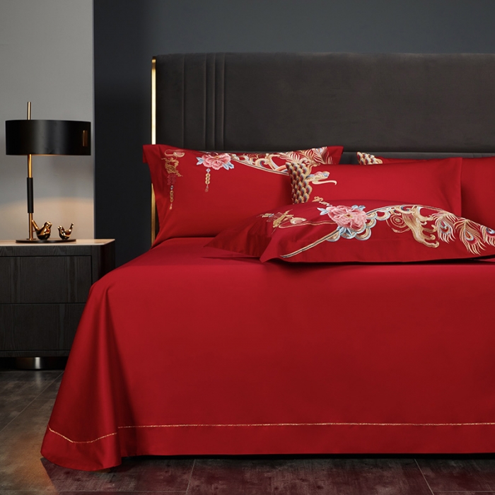 91家纺网 家纺一手货源 找家纺 (总) 缔缦 2022新款秋冬婚庆长绒棉刺绣多件套-龙凤如意