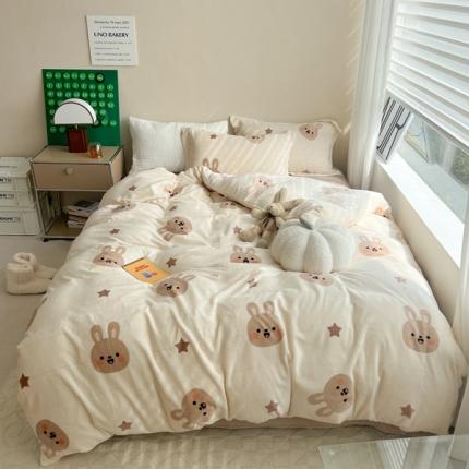 91家纺网 家纺一手货源 找家纺 （总）顾里 2022新款ins少女保暖牛奶绒四件套