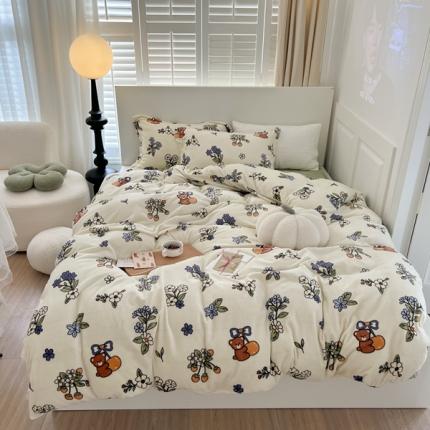 91家纺网 家纺一手货源 找家纺 （总）顾里 2022新款ins少女保暖牛奶绒四件套