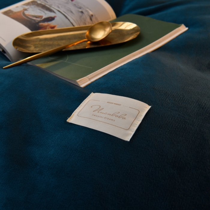 91家纺网 家纺一手货源 找家纺 啊雅家居 2026新款纯色包边双面牛奶绒四件套 包宝蓝