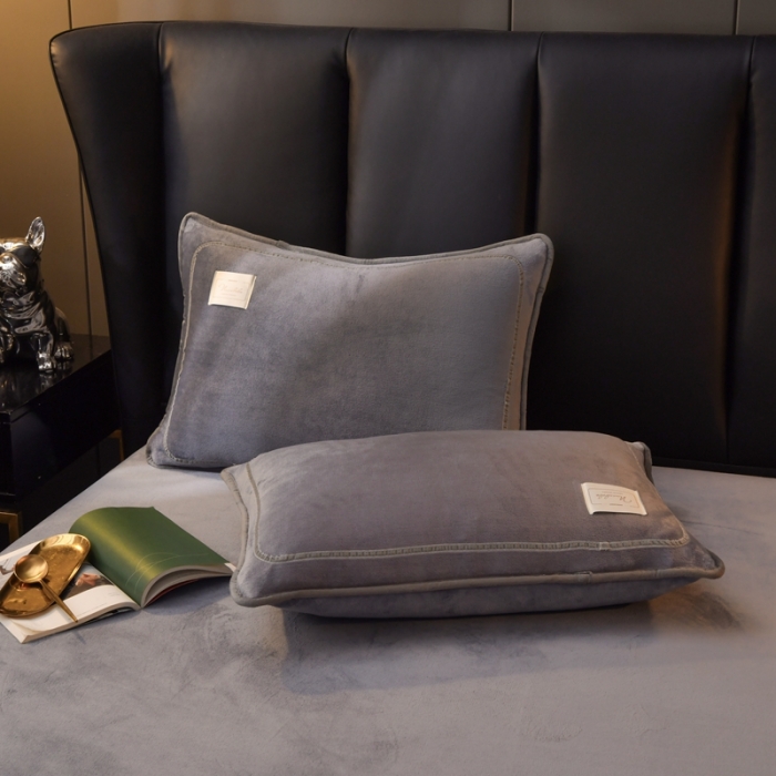 91家纺网 家纺一手货源 找家纺 啊雅家居 2026新款纯色包边双面牛奶绒四件套 包灰色