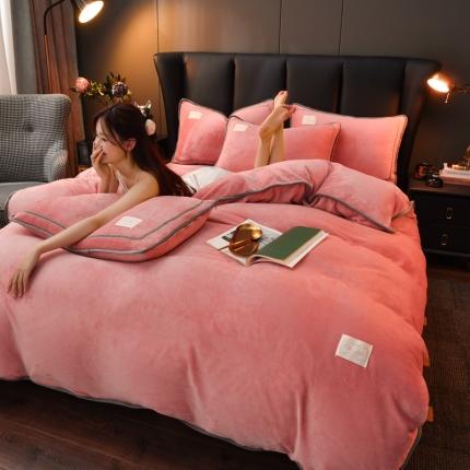 啊雅家居 2026新款纯色包边双面牛奶绒四件套 包砖色