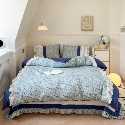 91家纺网 家纺一手货源 找家纺 漫调 2022新款全棉小碎花床盖系列-ins家居风 小苍兰