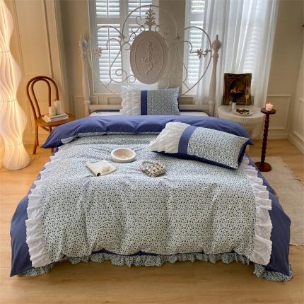 91家纺网 家纺一手货源 找家纺 漫调 2022新款全棉小碎花床盖系列-法式复古风 小苍兰