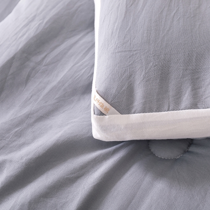 91家纺网 家纺一手货源 找家纺 盈超2023新款山茶花抗菌立体大豆被冬被 兰灰色