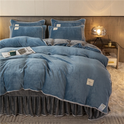 91家纺网 家纺一手货源 找家纺 2022新款加厚牛奶绒被套 纯色金貂绒包边单被套