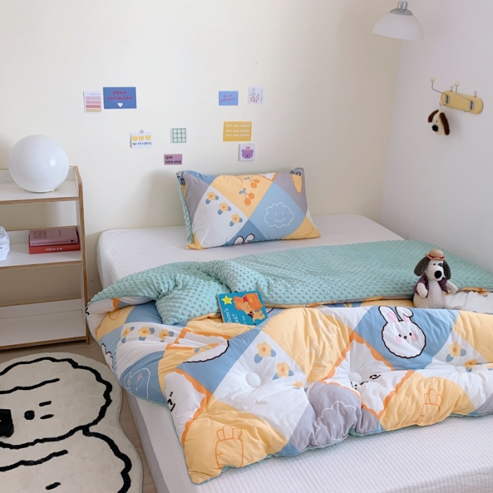 91家纺网 家纺一手货源 找家纺 星期八 2022新款针织棉豆豆被被子被芯 兔子屋