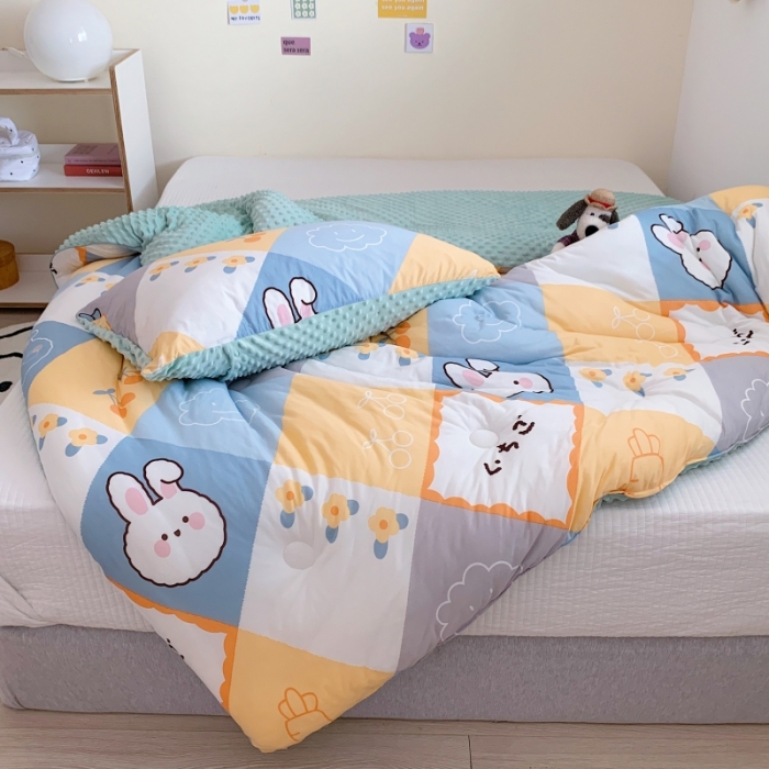 91家纺网 家纺一手货源 找家纺 星期八 2022新款针织棉豆豆被被子被芯 兔子屋