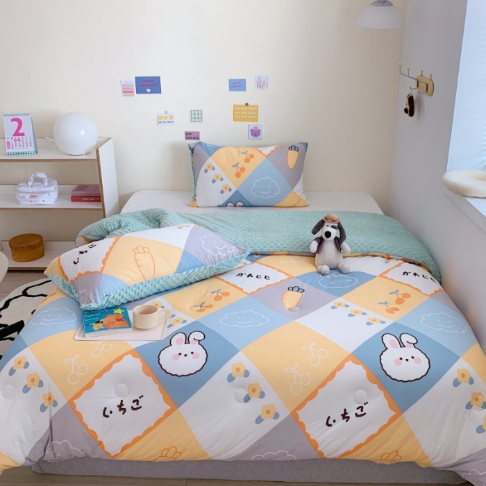 91家纺网 家纺一手货源 找家纺 星期八 2022新款针织棉豆豆被被子被芯 兔子屋