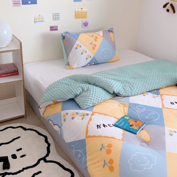 91家纺网 家纺一手货源 找家纺 星期八 2022新款针织棉豆豆被被子被芯 兔子屋