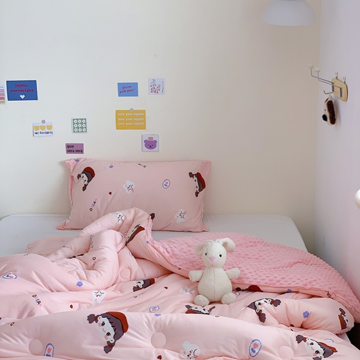 91家纺网 家纺一手货源 找家纺 星期八 2022新款针织棉豆豆被被子被芯 小女孩