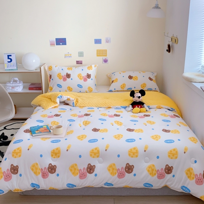 91家纺网 家纺一手货源 找家纺 星期八 2022新款针织棉豆豆被被子被芯 芝士蛋糕