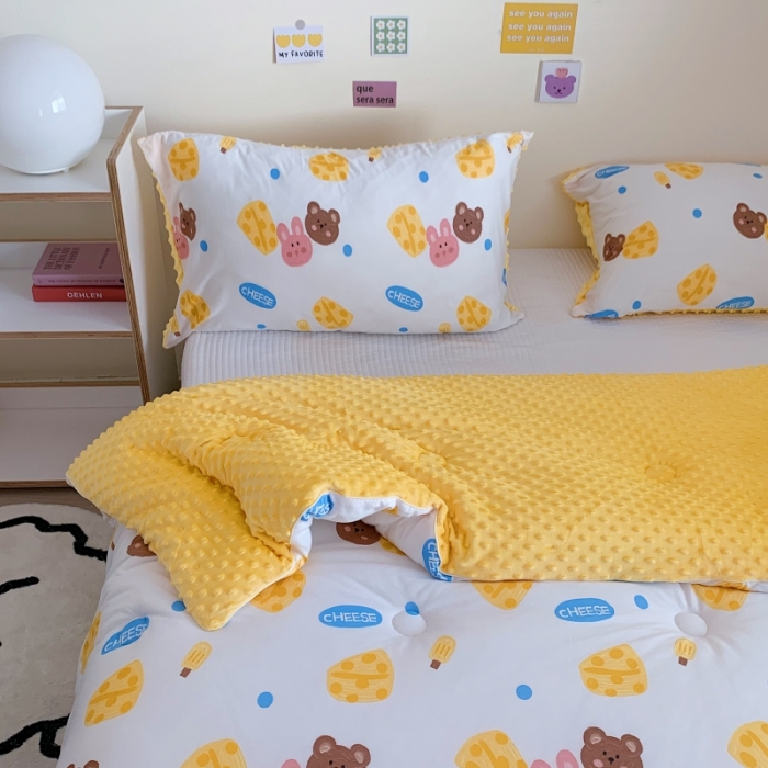 91家纺网 家纺一手货源 找家纺 星期八 2022新款针织棉豆豆被被子被芯 芝士蛋糕