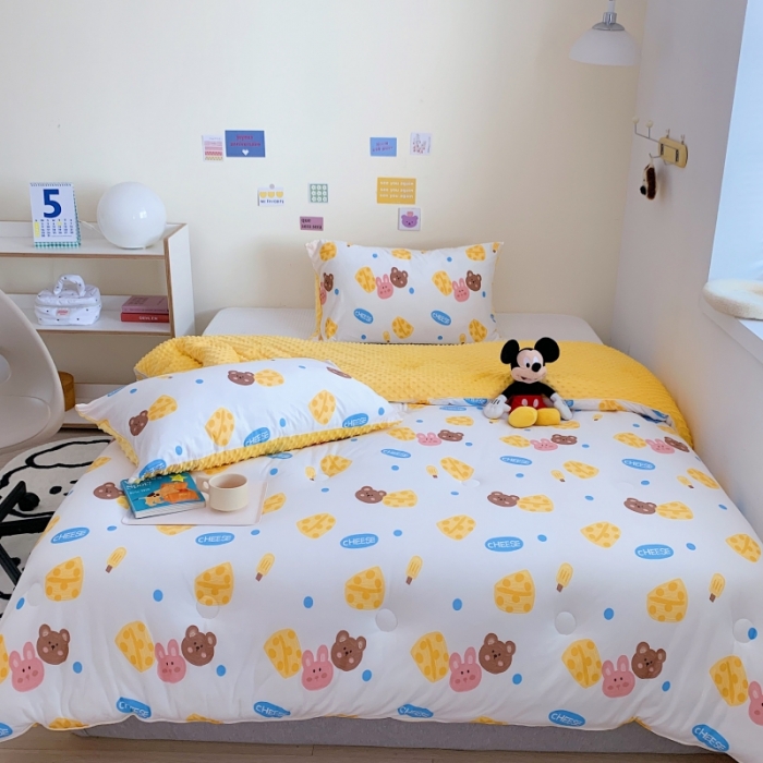 91家纺网 家纺一手货源 找家纺 星期八 2022新款针织棉豆豆被被子被芯 芝士蛋糕