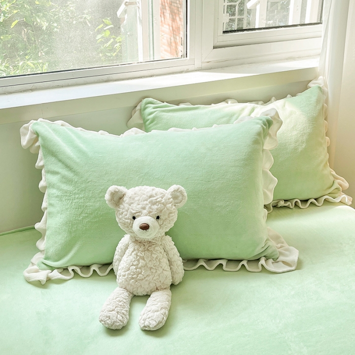 91家纺网 家纺一手货源 找家纺 （总）安哆啦 2022新款加厚牛奶绒花边小贴标四件套