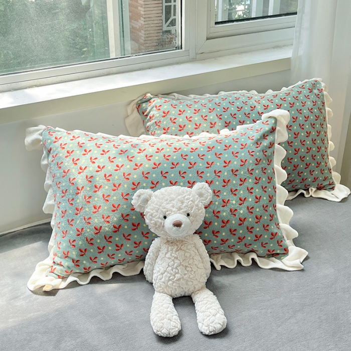 91家纺网 家纺一手货源 找家纺 安哆啦 2022新款加厚牛奶绒花边小贴标四件套 花边-法式小碎花