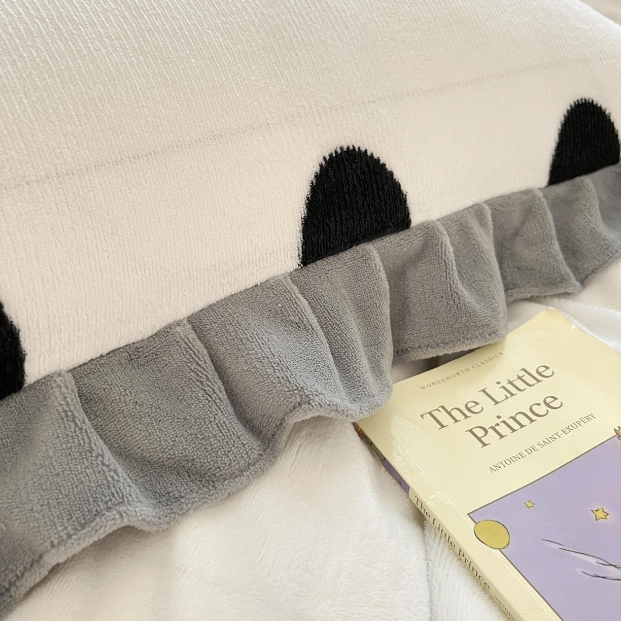 91家纺网 家纺一手货源 找家纺 安哆啦 2022新款加厚牛奶绒花边小贴标四件套 花边-黑白波点