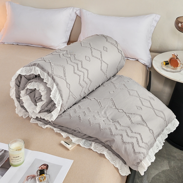 91家纺网 家纺一手货源 找家纺 丽卡家纺2023新款米兰雕花春秋被被子被芯系列 高级灰