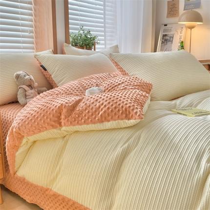 蓝米卡夫 2024冬季A类3D暖豆豆绒四件套 暖豆豆-奶昔白