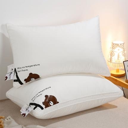 91家纺网 家纺一手货源 找家纺 梦叶草 2022新款60支卡通小熊款全棉亲子枕芯 全棉小熊-双边立体高枕